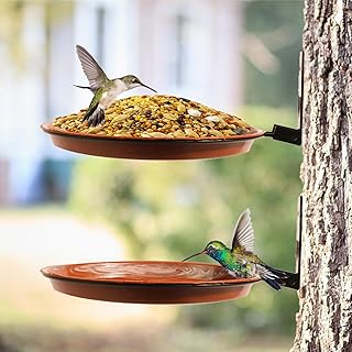 UPDYTIO 2Pcs Bird Feeders Tree Mounted, 6.75" Diameter×1.53" DeepBird Bath Bowl Installed on Wooden Fence, Trees, Deck,Indoor and Outdoor Walls