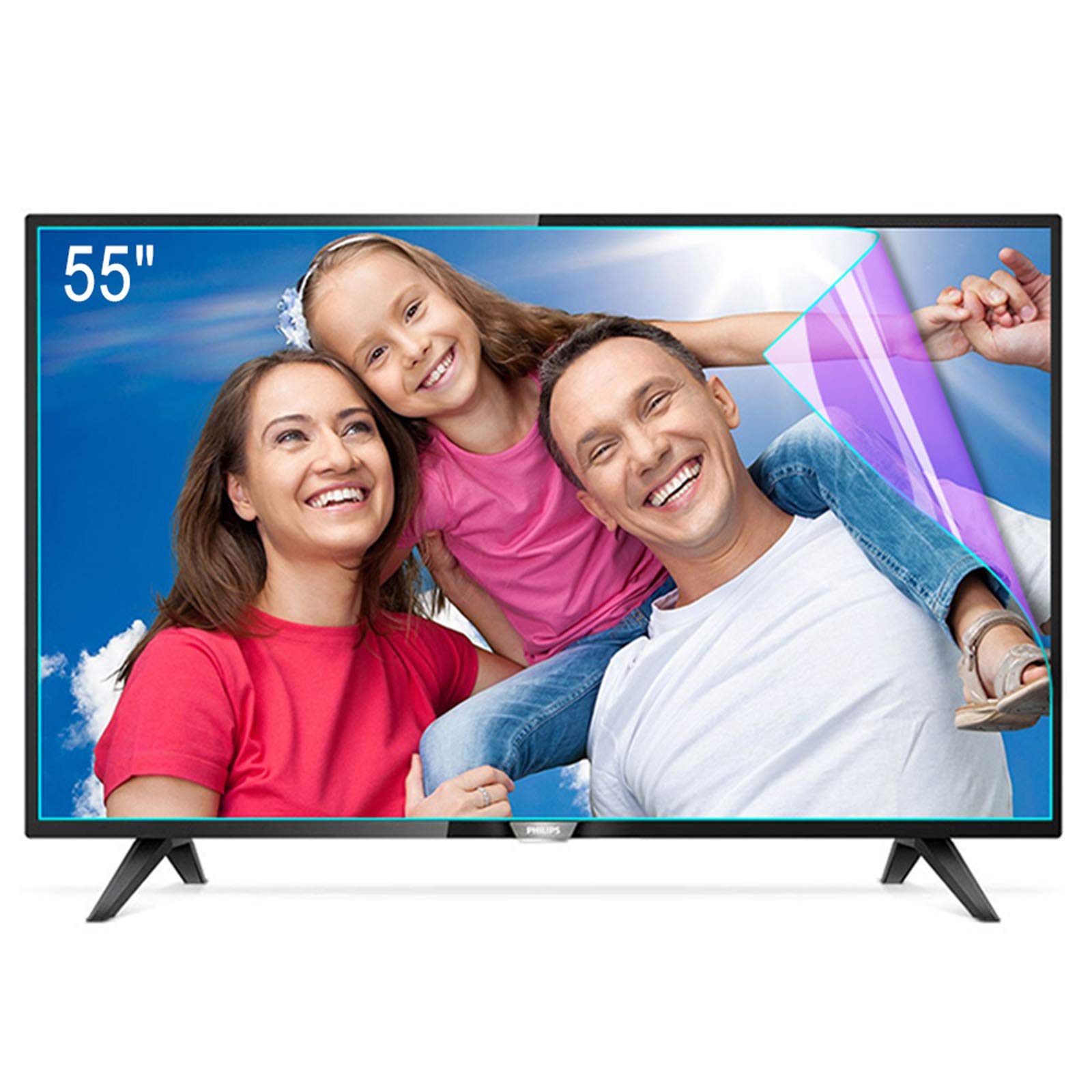 TIM-LI Folia ochronna na wyświetlacz telewizora, anty-niebieska, 55 cali, odciążające niebieskie światło, matowa, folia chroniąca przed oślepieniem, wysoka przepuszczalność światła