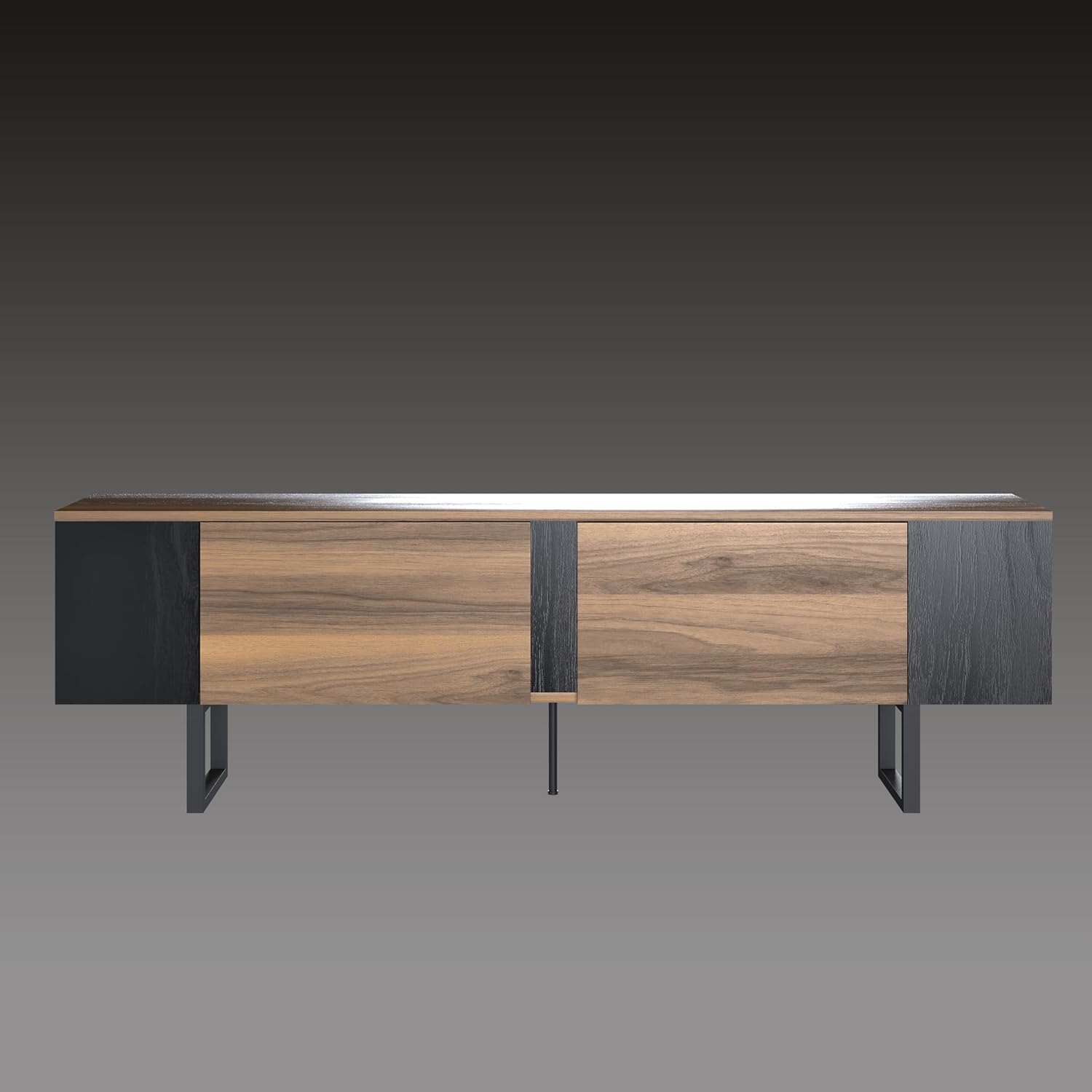 Atelier Mobili Mid Century Modern TV Stand for 80 Inch TV, Living Room Entertainment Center, Walnut TV Stand, TV Stand for 75+ Inch TV, Black TV Console