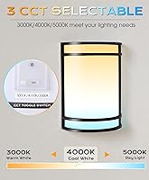 Vista 3 de CLOUDY BAY Aplique de pared LED de 3 colores, iluminación de pared, 3000 K/4000 K/5000 K, lámpara de pared ajustable de temperatura de color, 15 W