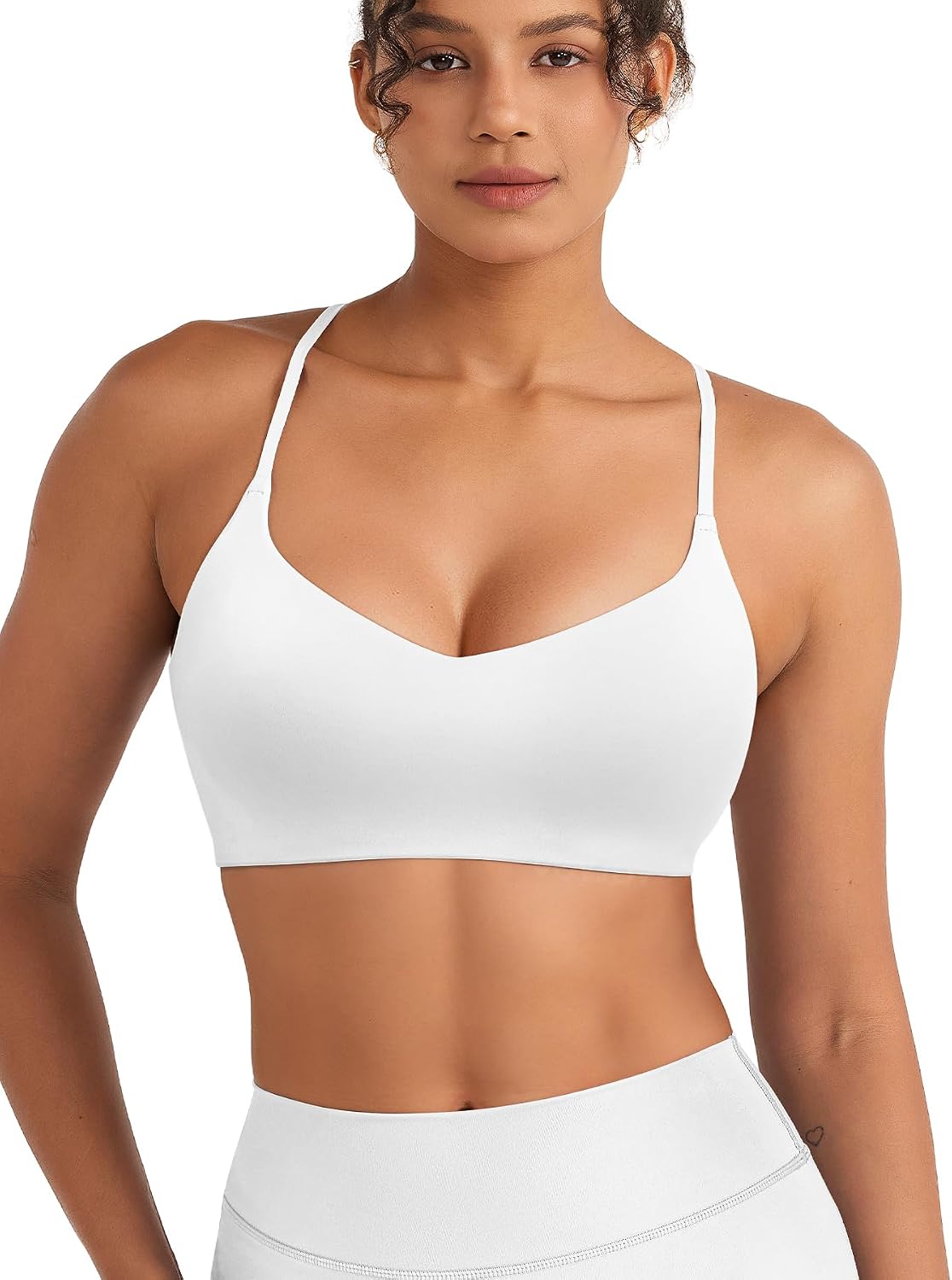 VOYJOY Womens Twist Cross Back Sports Bra Adjustable Yoga Bra
