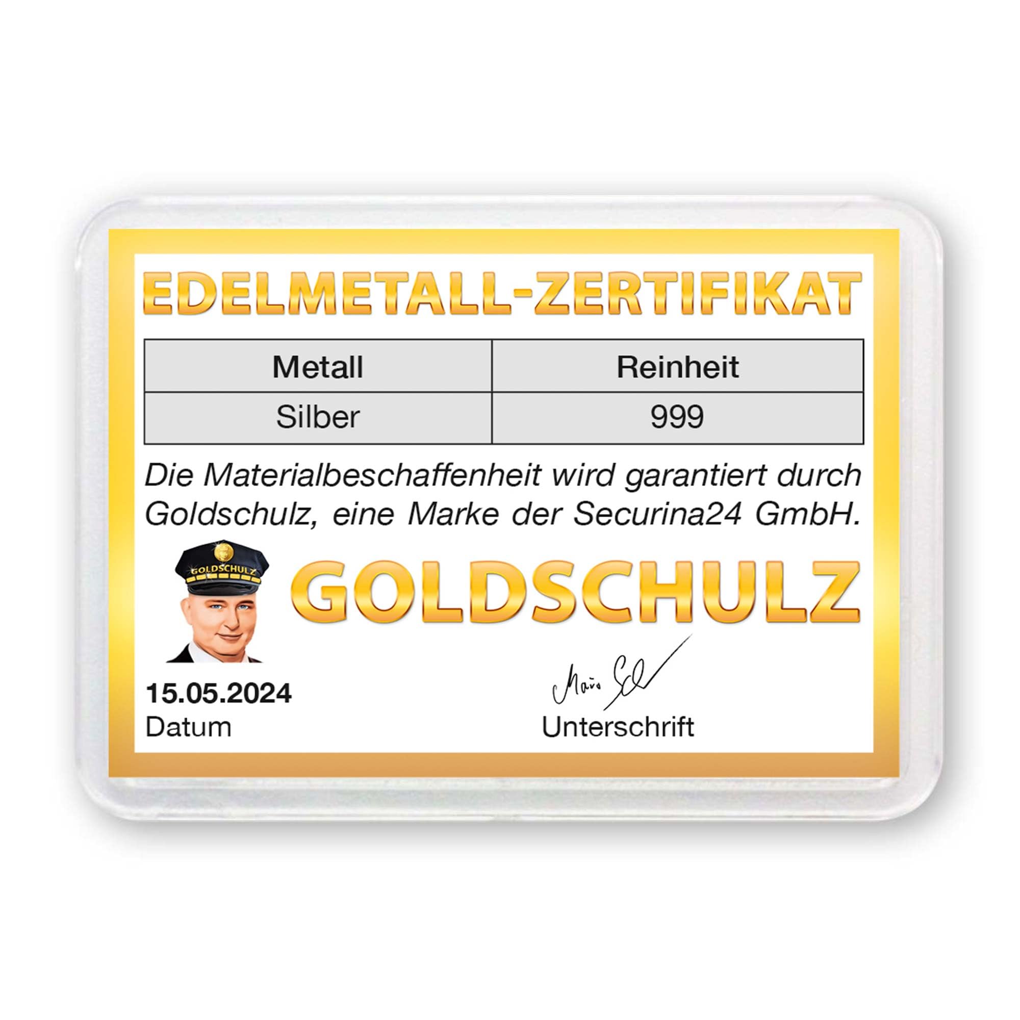 Silberbarren 50g 50 Gramm - Geschenk + Echtheitszertifikat