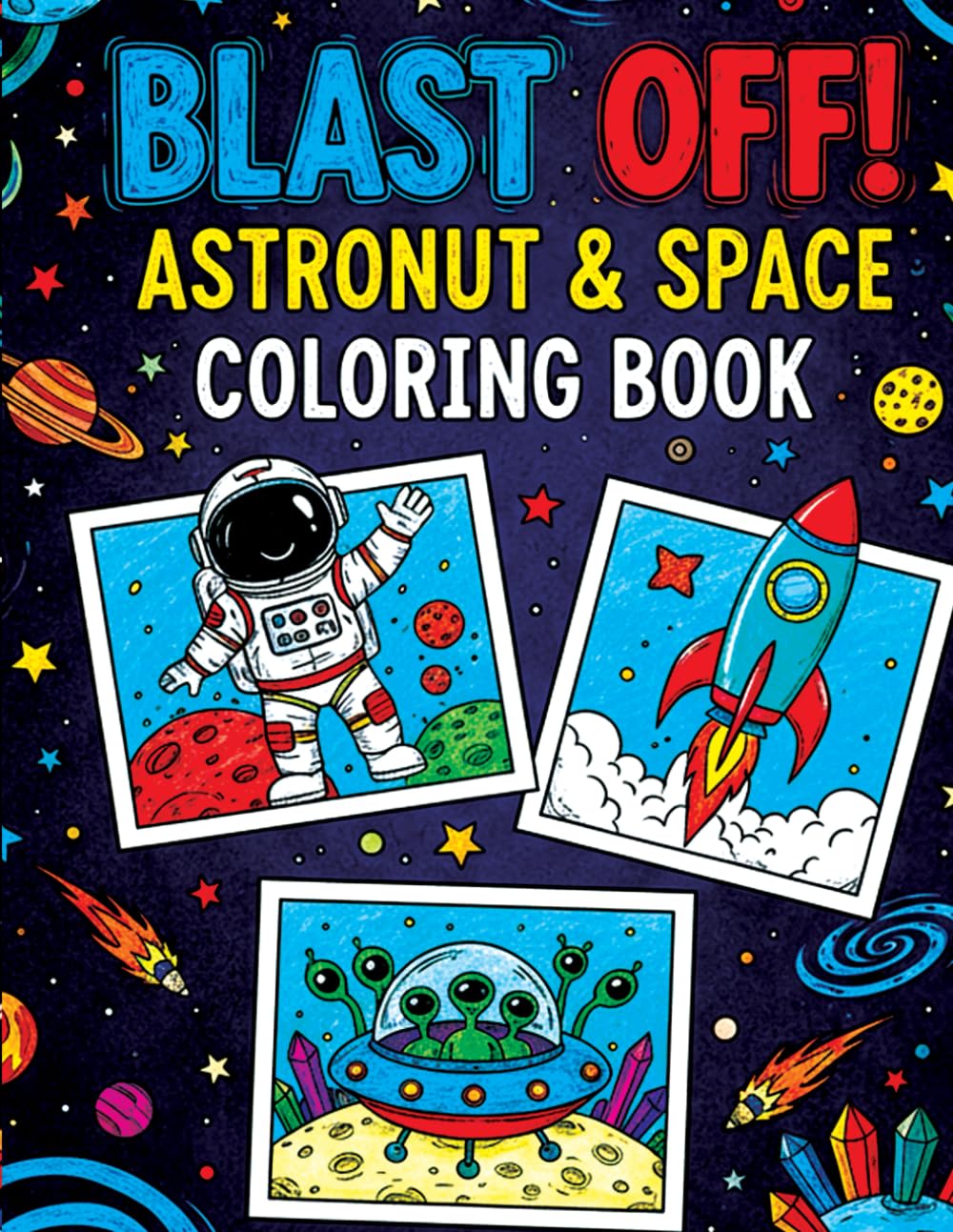 Blast Off! Astronaut & Space Coloring Book for Creative Kids: Rockets, Planets, Aliens & Galactic Adventures: Fun & Imaginative Outer Space Coloring ... Spaceships, Stars and Cosmic Worlds etc