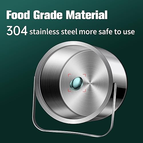 Miniatura 4 de Cubo de hielo con doble aislamiento de acero inoxidable 304 con tapa, colador, mantiene los cubos de hielo fríos y secos, cómoda asa de transporte