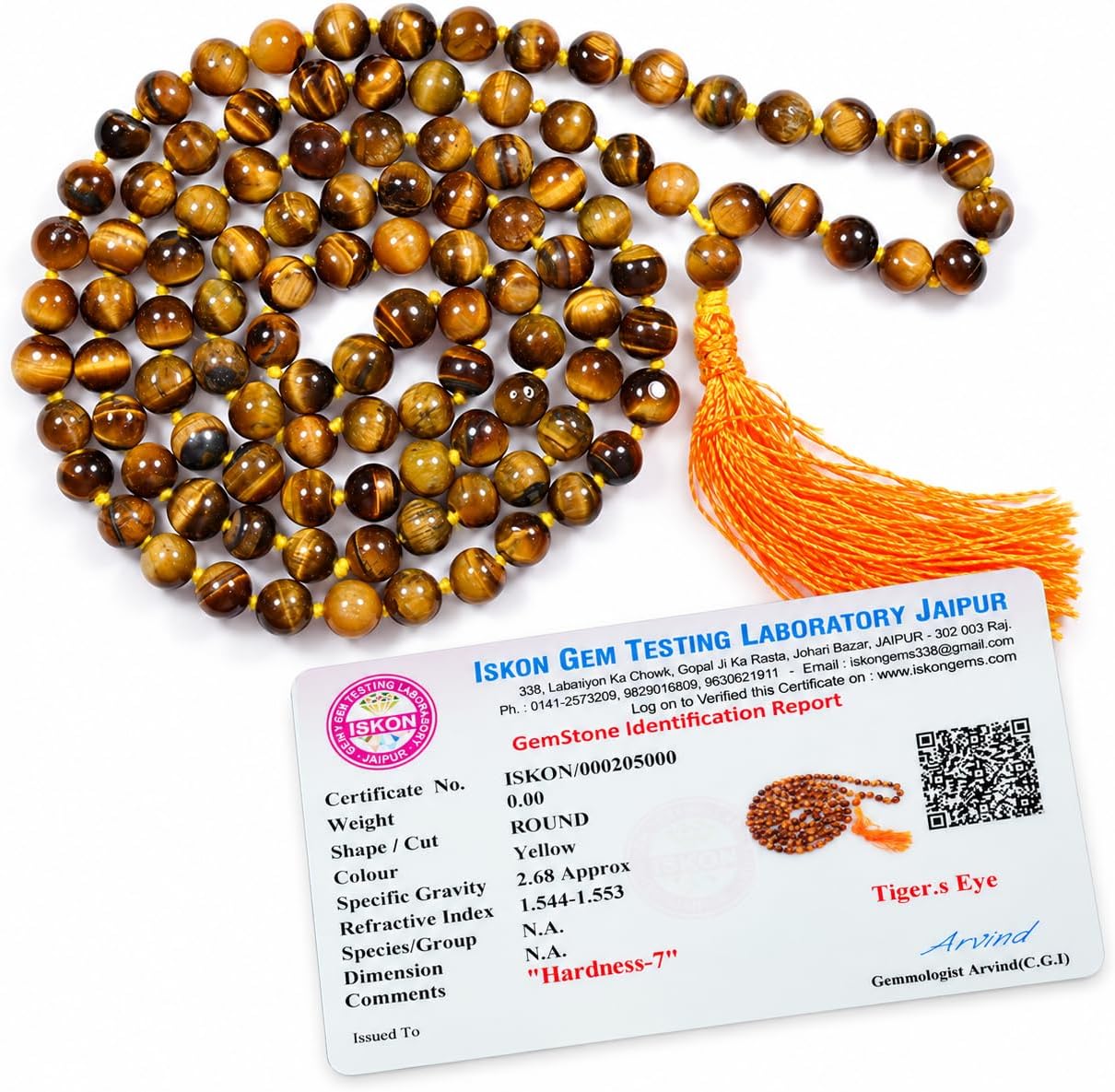 6 mm 108 Round Beads Jap Mala for Reiki Healing Tiger Eye Natural Stone Mala For Unisex