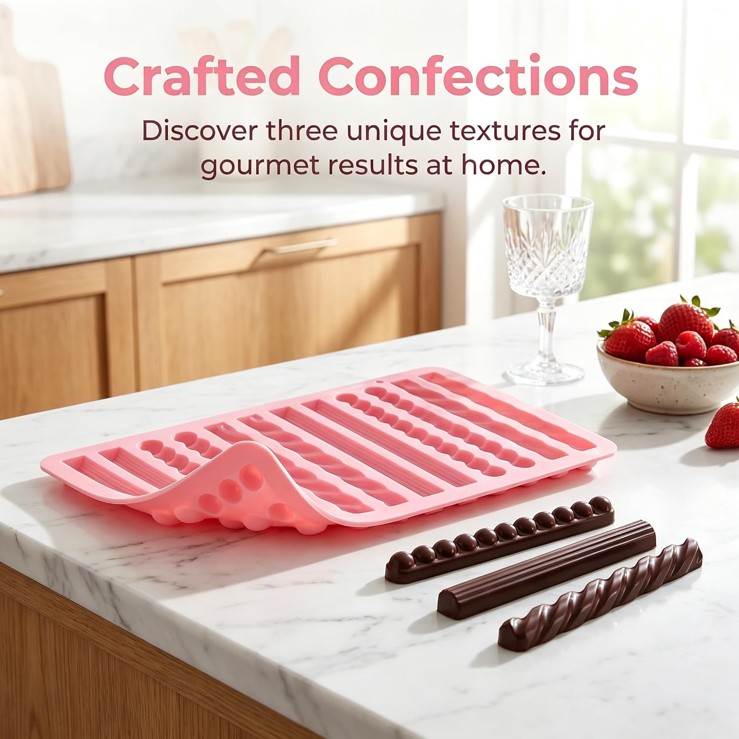 2Pcs Pretzel Rods Molds, Pretzel Molds Silicone Chocolate Rod Stick Mold