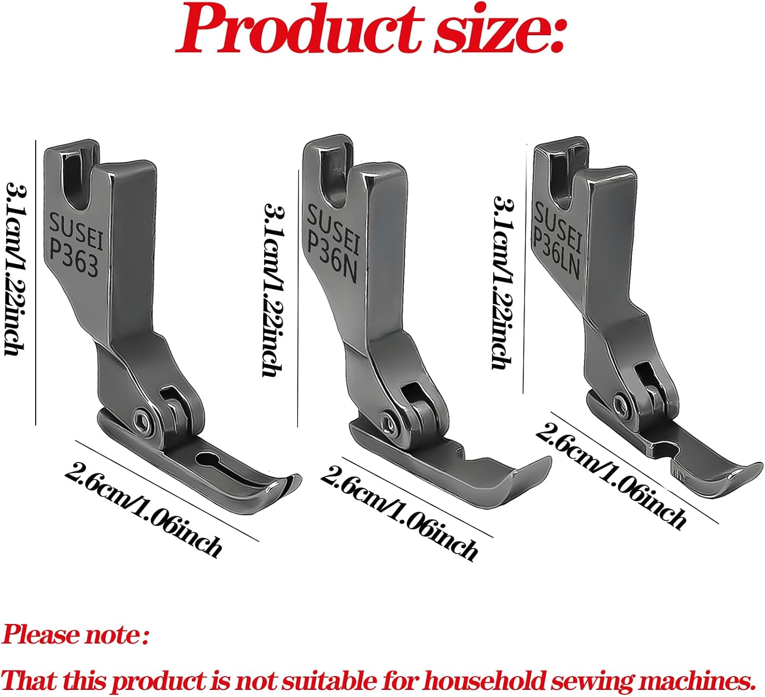 3PCS Different Zipper Presser Foot #P363+P36N+P36LN for Industrial Single Sewing Machine Singer Brother Juki DDL-555 DDL-8500, DDL-8700