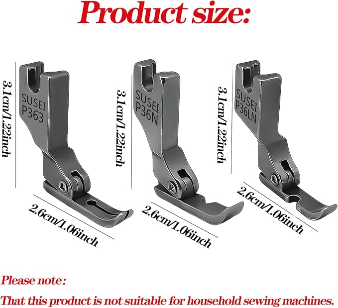 3 Pies Prensatelas Diferentes para Cremallera para Máquina de Coser Industrial miniatura 2