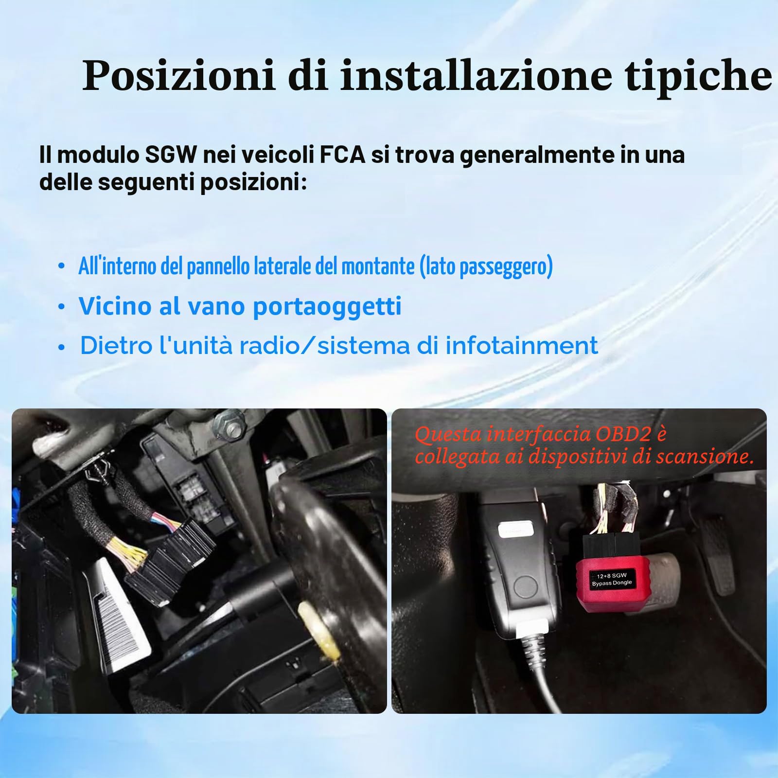 SGW Bypass Dongle 8+12 Pin,adatto per veicoli FCA dal 2018 in poi,modulo di bypass del gateway di sicurezza,compatibile con RAM,Chrysler,Jeep,Dodge,Fiat,Alfa Romeo,Maserati,Lancia dal 2018+