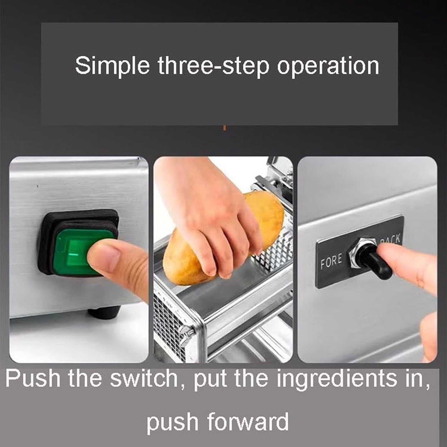 Commercial French Fry Cutter, Heavy Duty Potato Slicer With 4 Blade, Electric Potato Cutter Stainless Steel Professional For Commercial, Home Use & Cucumbers, Carrots, Sweet Potatoes