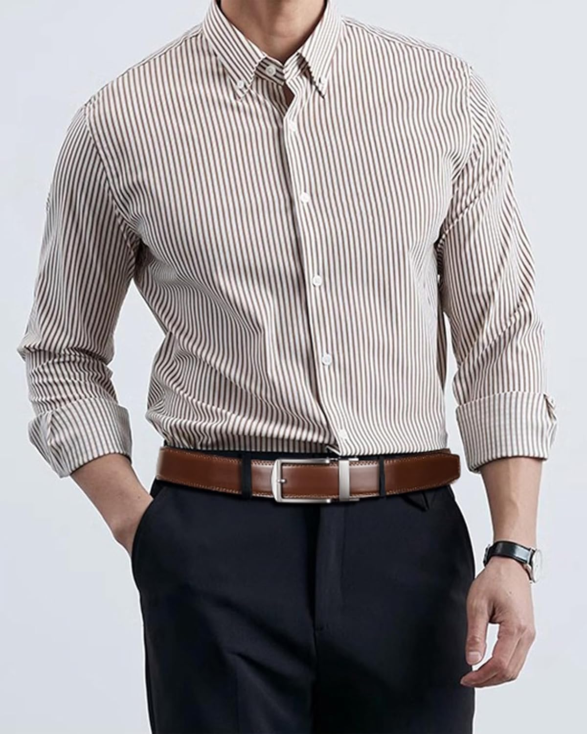 BOSTANTEN Ratchet Leather Belt For Men 2 Pack Dress and Casual with Adjustable Buckle, Trim to Fit - Image 2