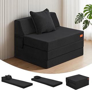 MeMoreCool 4-in-1 Schlafsofa mit Bettfunktion, Faltbares Cord Schlafsessel