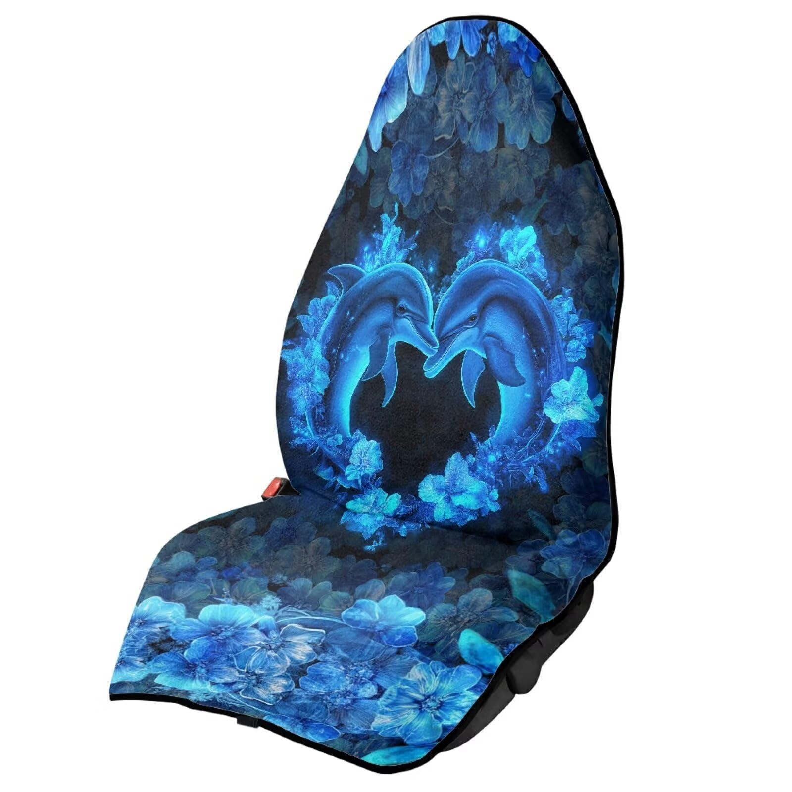 Love Dolphin Car Seat Seat Cover Protector Front Seats Only Auto Accessories Protectors Decor Easy to Install Universal Protector for Cars Truck Van SUV