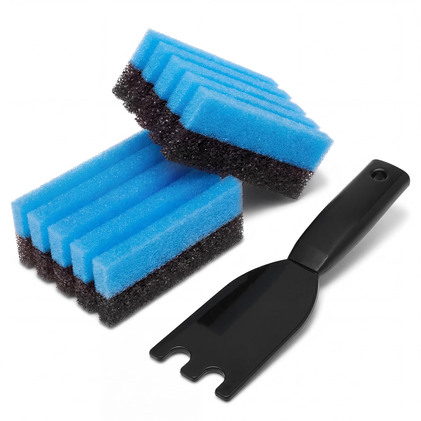 Cleaning Sponge and Grill Scraper for Indoor Outdoor Grills with Grooves Efficient Cleaning Sponge & Scraper for Waffle Makers(3Pcs)