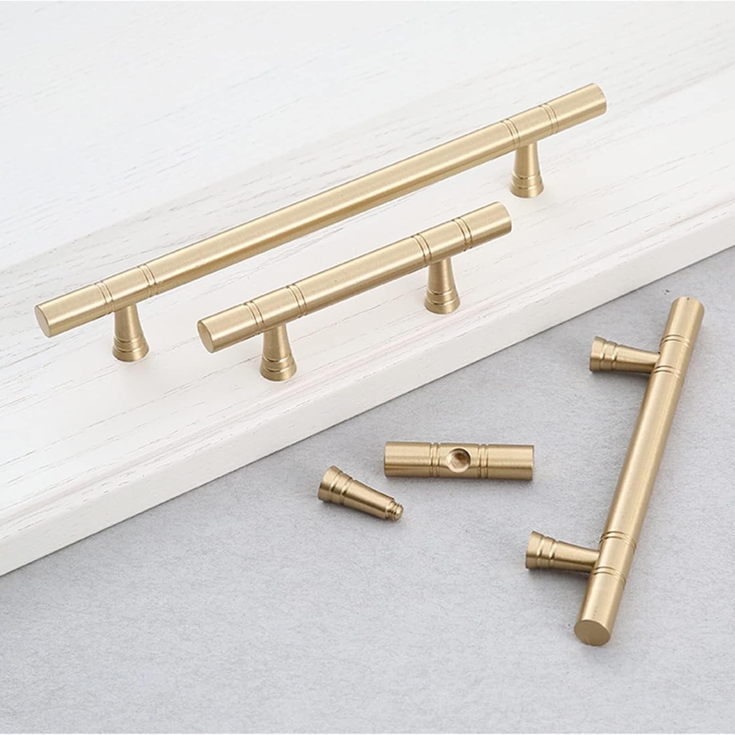 Brushed Brass Cabinet Pulls,5 Pack 128mm Gold Drawer Pulls,Vintage Kitchen Cabinet Handles Dresser Handles,Cupboard Knob for Kitchen Furniture Hardware(Color:Gold,Size:Hole Center 64mm)