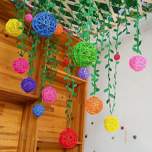 Miniatura 6 de HAHIYO Bolas de mimbre de mimbre de 1.969 in de diámetro, bien construidas, permanecen apretadas, magníficas tonalidades de color, espacio de