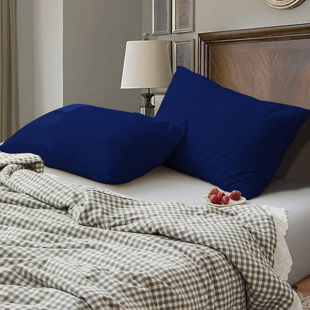 Safhome Navy Blue Toddler Travel Pillowcases 13 x 18 Inches Travel Pillowcases 800 Thread Count Egyptian Cotton Set of 2 Pillowcase with Zipper Closure Mini Pillow Cases for Sleeping