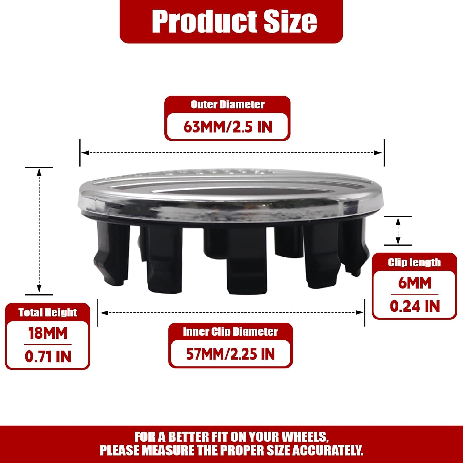 4PCS Custom 63mm 2.5 Inch Silver and Black US Flag Car Hub Wheel Center Cap for Ram 1500 Wheels 2019-2022 Replacement 6KF18TRMAA Plastic Hubcaps