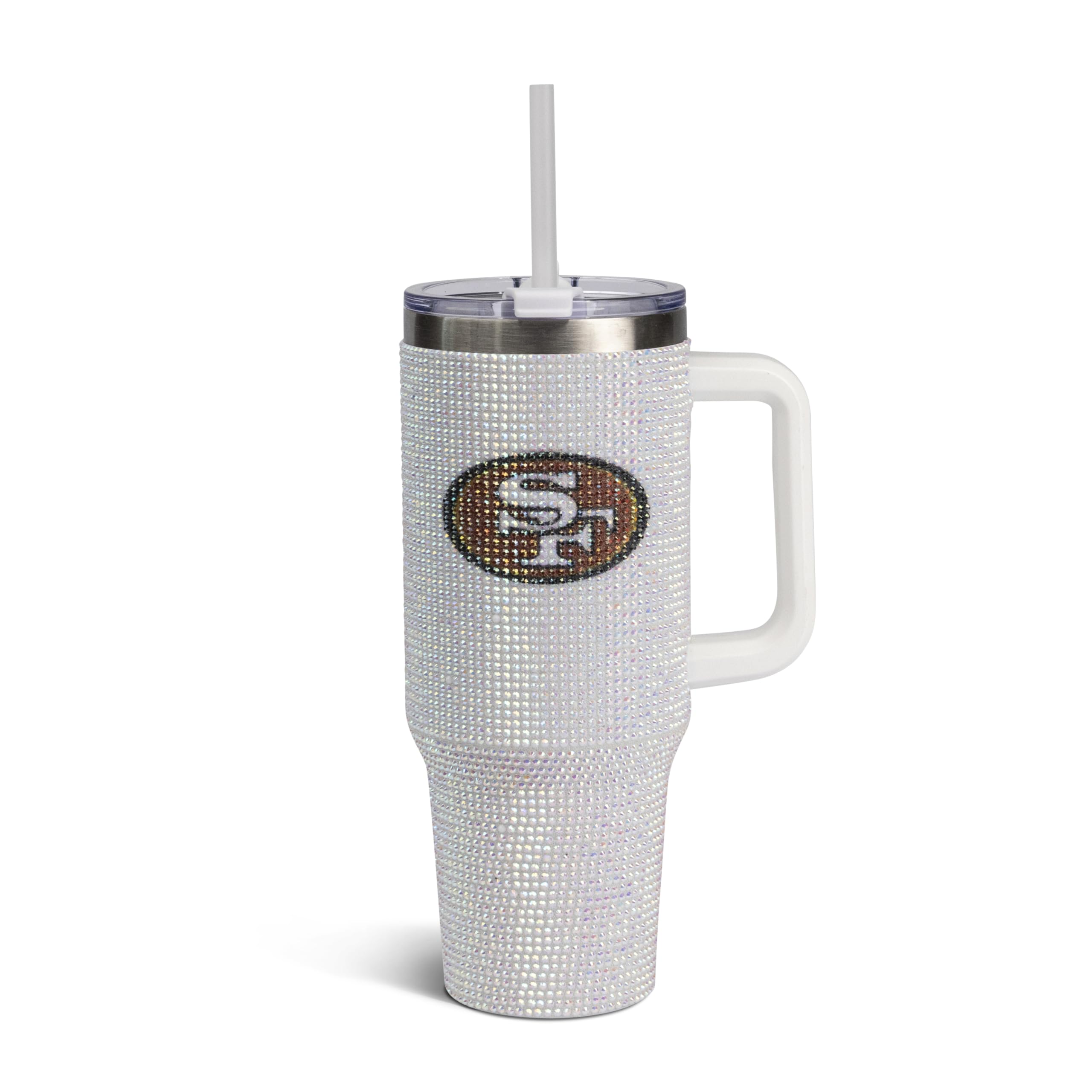 The Memory Company Officially Licensed 40oz White Bling Game Day Tumbler, San Francisco 49ers