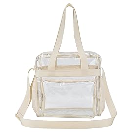 Oraben Clear Bags Stadium Approved Clear Tote Bag with Zipper Closure Crossbody Messenger Shoulder Bag with Adjustable Strap