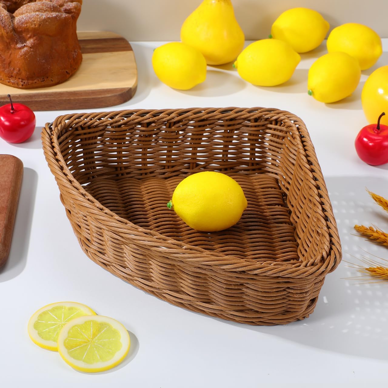 Mobestech 2Pcs Triangle Corner Storage Basket Shelf Storage Bin for Kitchen Pantry Bathroom Corner Basket Wardrobe Countertop Organizer for Small Spaces 9.64 X 9.64 X 3.34 in