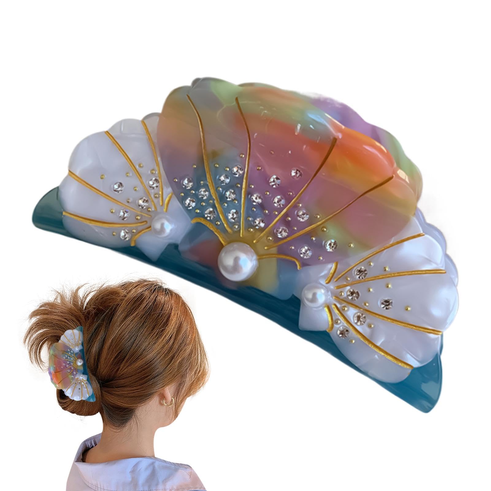 Pinza para el pelo de estrella de mar y perlas para mujer 8