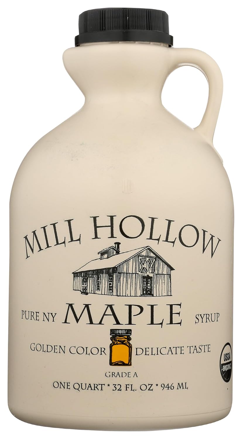Mill Hollow Maple, Syrup Maple Grade A Golden New York Organic, 32 Fl Oz