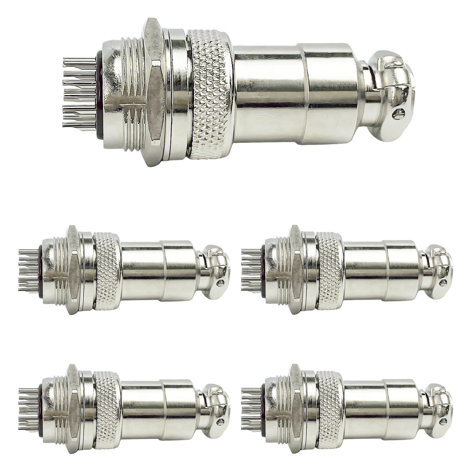 5Sets GX20 12 Pin Aviation Connector Panel Mount Circular Metal Adapter Male Female Plug Socket 150V 5A (12P)