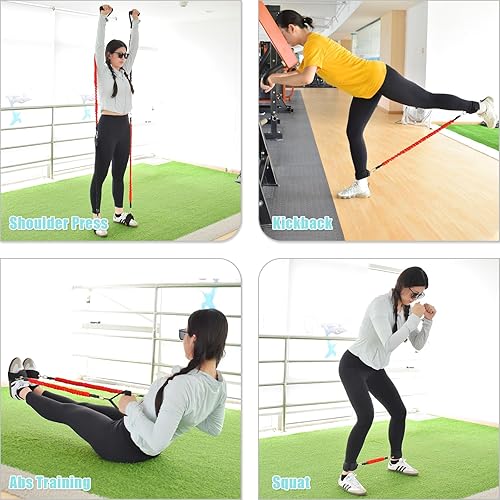 Miniatura 3 de ATENTO Juego de 12 bandas de resistencia para piernas y glúteos, banda elástica de fitness con asas, cinturón de gimnasio, 4 bandas de entrenamiento