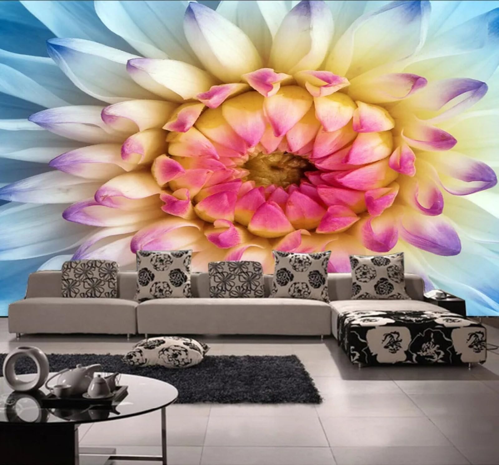 Large Three Dimensional Beautiful Fresh Flowers 3D Wallpaper Easy Install Feature Office Living Room Sofa Bedroom TV Background Wall Decoration-400cm×280cm