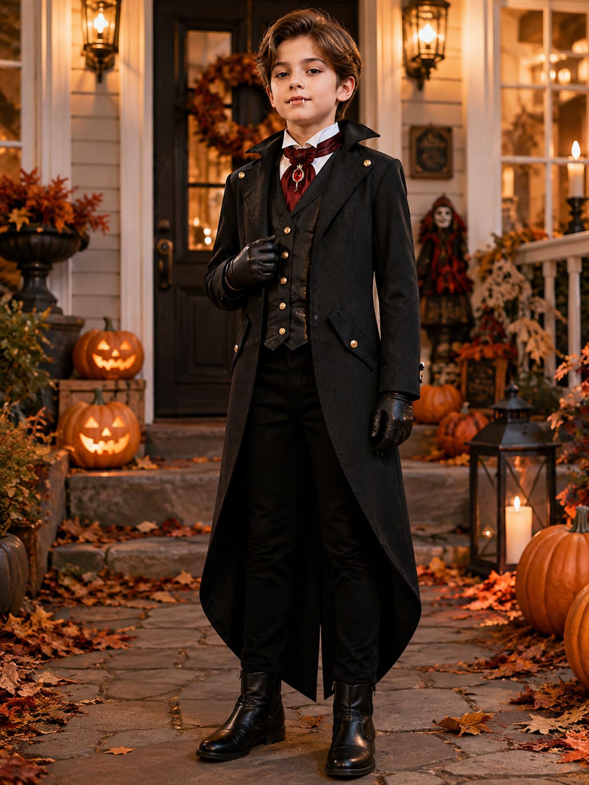 Costumi da giacca per Halloween vintage medievale, costumi per ragazzi, gotico vittoriano redingote, bambini steampunk vittoriano rinascimentale vampiro Cosplay abiti per bambini