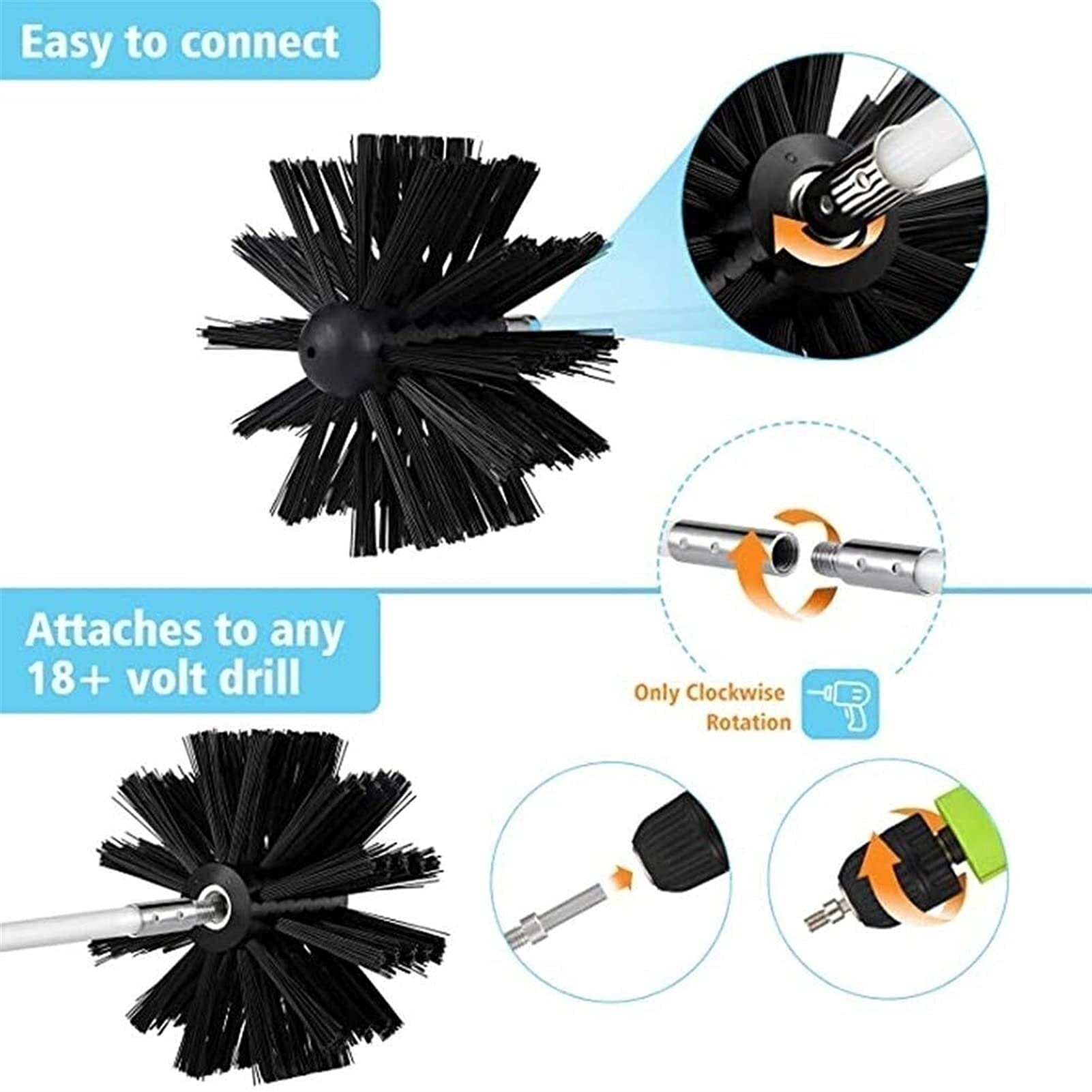 Set di spazzole per camino, include 9 aste flessibili da 410 mm