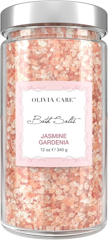 Pink Himalayan Bath Salts Exfoliate, Heal, Rejuvenate, Cleansing & Soothes Skin | Made with Natural Ingredients. Fresh Fragrance - 12 OZ (Jasmine Gardenia, 1 Pack)