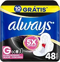 Absorvente Noturno Always Noites Tranquilas Suave com Abas Leve 48 Pague 40, Always