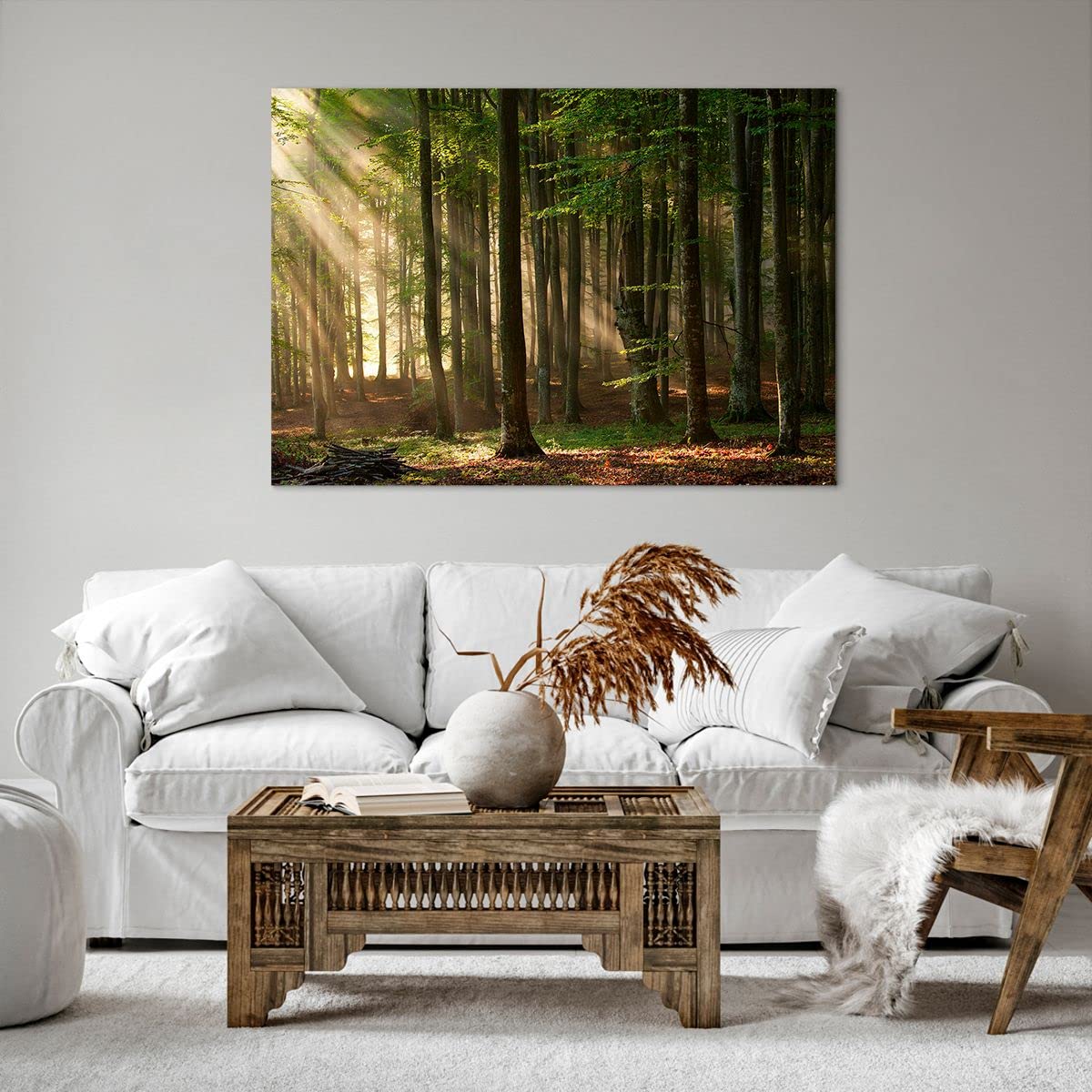Tableau Sur Toile Volcan Et Lac – Triptyque 5 Parties 125x70 Cm – Décoration Murale Moderne Paysage Nature