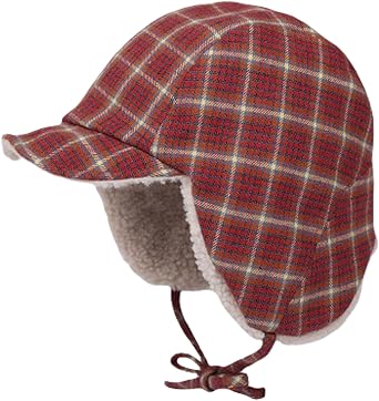 Reversible Winter Hat with Ear Flaps for Men Women Adult,Ladies Plaid Hat,Lamb Wool Lining Beanie Not for Kids