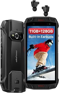 Ulefone Armor 15 Rugged Smartphone (Build-in TWS Earbuds), Android 12, Dual Stereo Speakers, 5.45'' HD+ IP68 Waterproof Mobile Phone Unlocked, 6GB+128GB, 16MP+13MP+12MP, GPS NFC FM- Black
