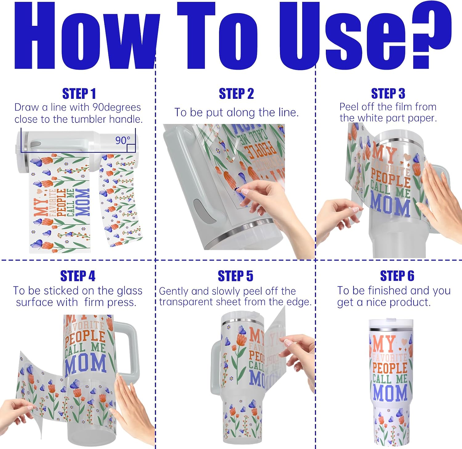 6 PCS Mom UV DTF Cup Wrap for 40 oz Cup image 3