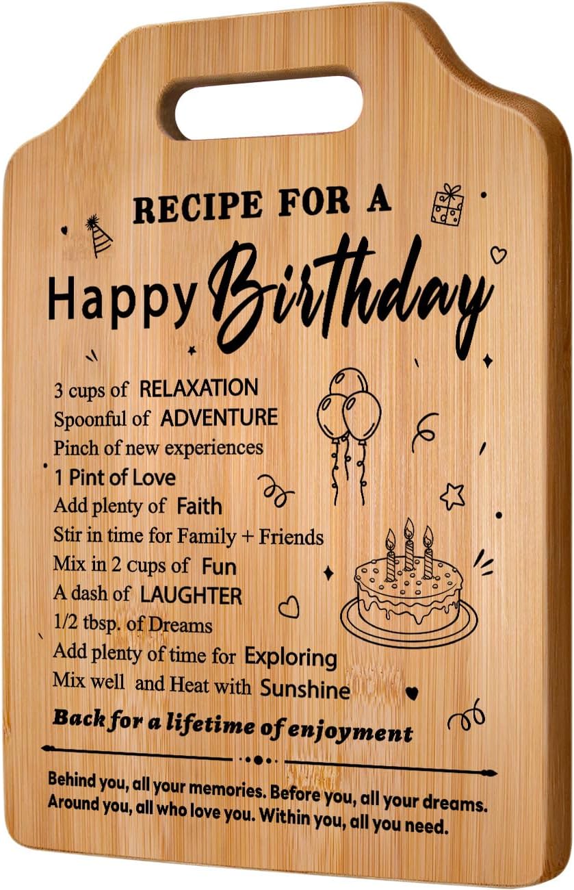 Happy Birthday Gifts for Women, Happy Birthday Cutting Board for Women Mom Sister Wife Friend, Birthday Gift Ideas, Friendship Birthday Gifts for Her Him, Bamboo