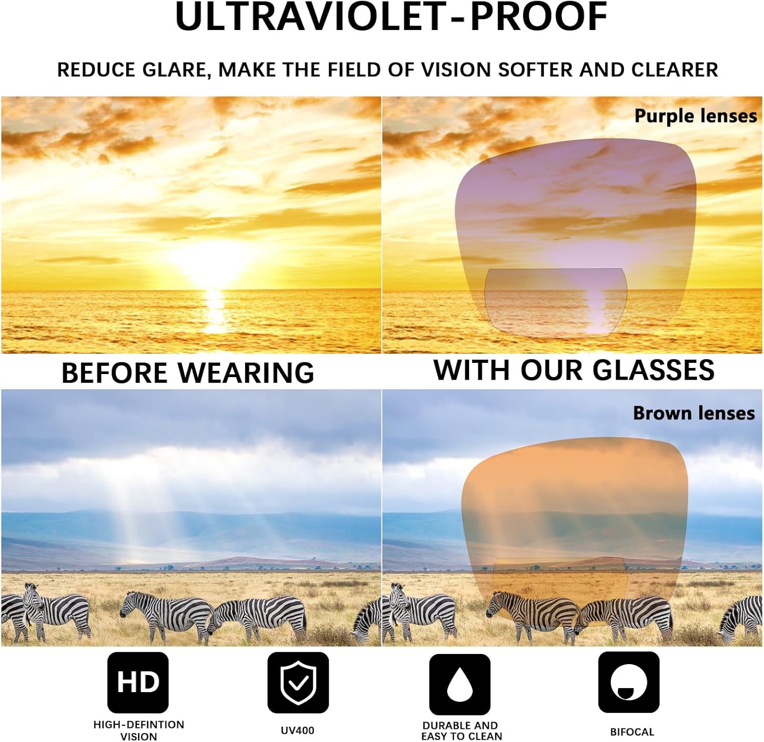 4 Pack Bifocal Sunglasses for Women, Spring Hinge Outdoor Bifocal Reading Sunglasses Large Frame Sunglass Readers - Image 4