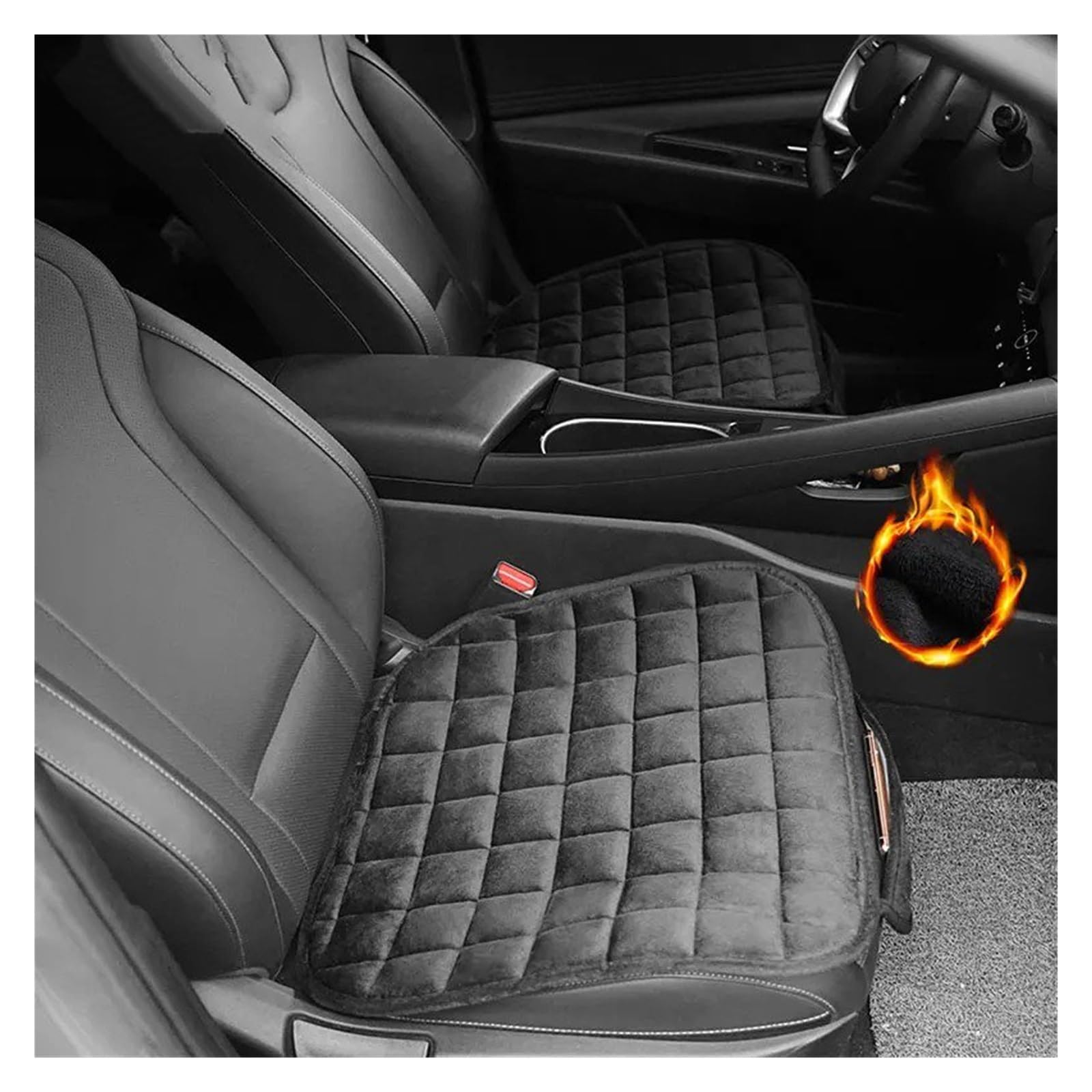 Funda Universal Cálida para Asiento De Coche De Invierno, Cojín Corto De Felpa, Cojín Suave para Silla con Bolsillo Funda Asiento(Black Set)