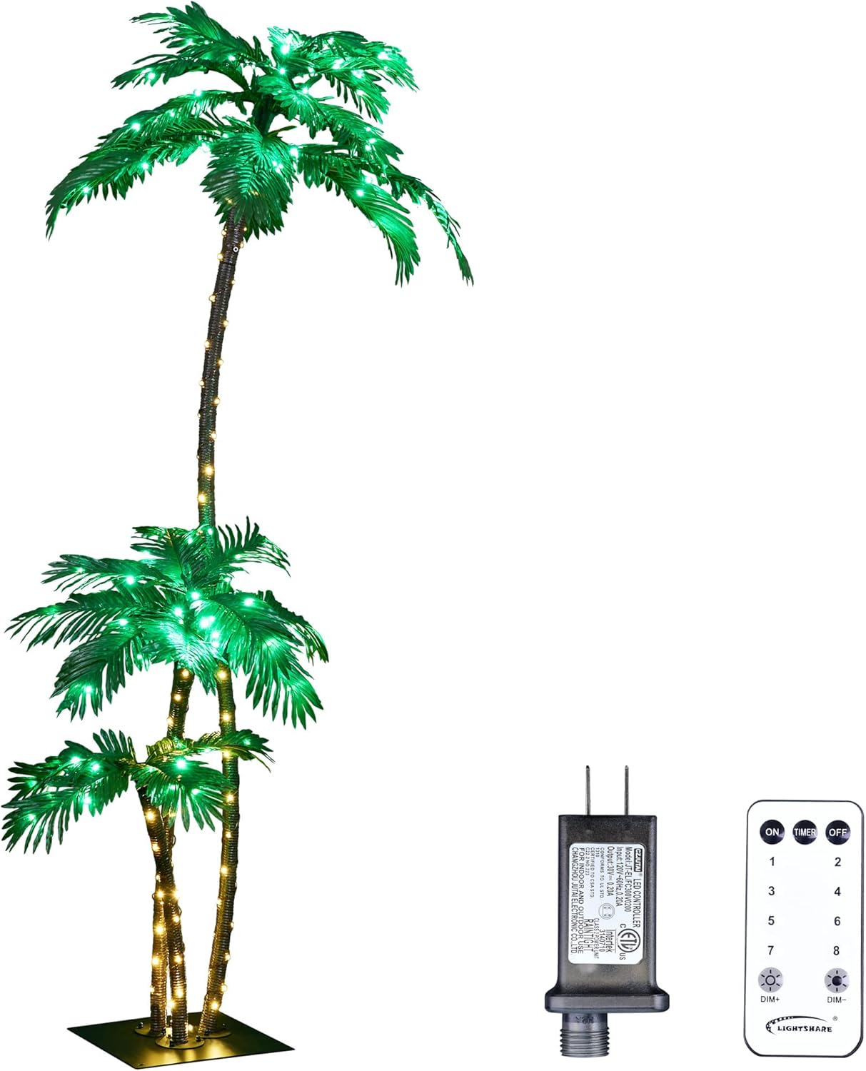 LIGHTSHARE Lighted 7FT Palm Tree 3Trunks