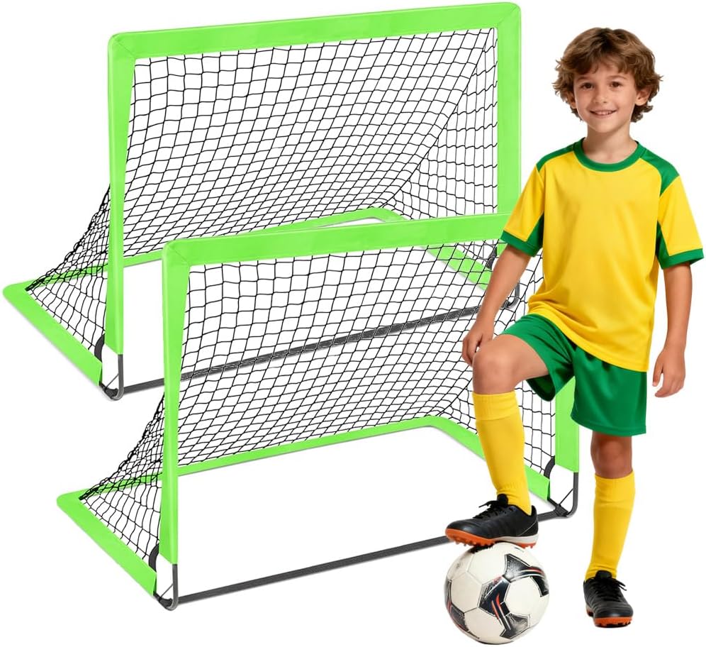 120x90x90cm Foldable Football Goals for Kids Portable Pop Up Goal Posts Mini Garden Soccer Target Net