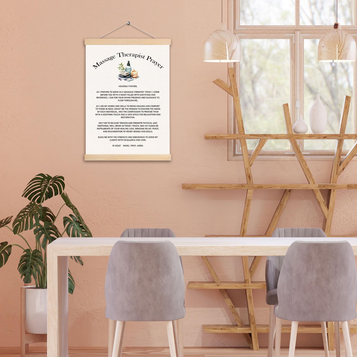 pouep Massage Therapistr Prayer Wooden Poster Hanger Frame 12.5x17 Inch,Appreciation Gift For Massage Therapistrs,Massage Therapistr Gifts,Massage Therapistr Gifts For Woman