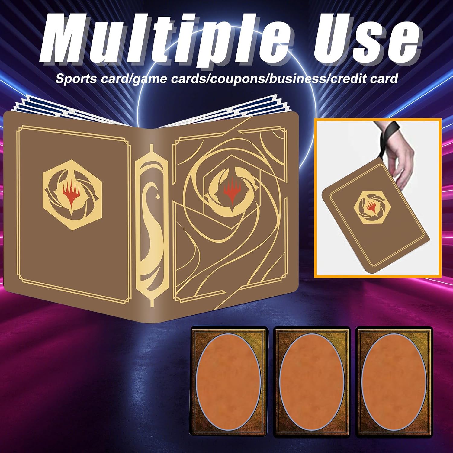 4-Pocket Card Binder Compatible With Magic The Gathering, MTG Sports Cards Holder, Trading Card Games Collection Binder Case Book Fits 400 Cards With 50 Removable Sleeves, RT32-4