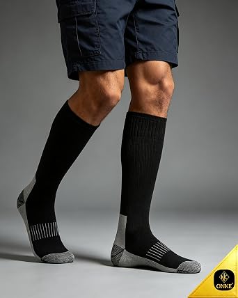 ONKE Seamless Knee High Socks for Men Heavy Duty Work Boot Over the Calf