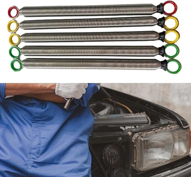 5pcs Pilates Reformer Equipment Accessories Wire Steel Tension Springs Set (2 Yellow, 1 Red, 2 Green) for Pilates Bed Replacement