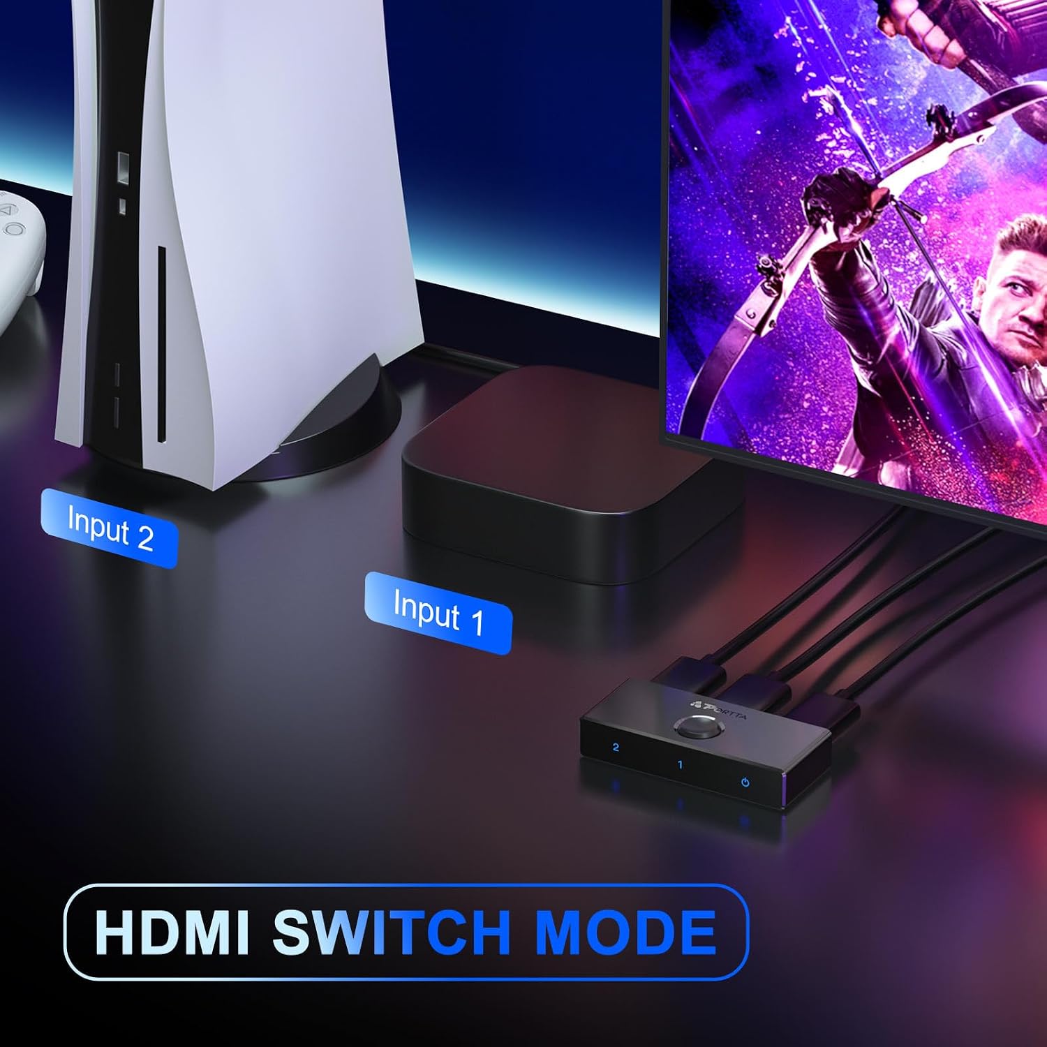 Rear view of the HDMI Switcher with IN/OUT ports