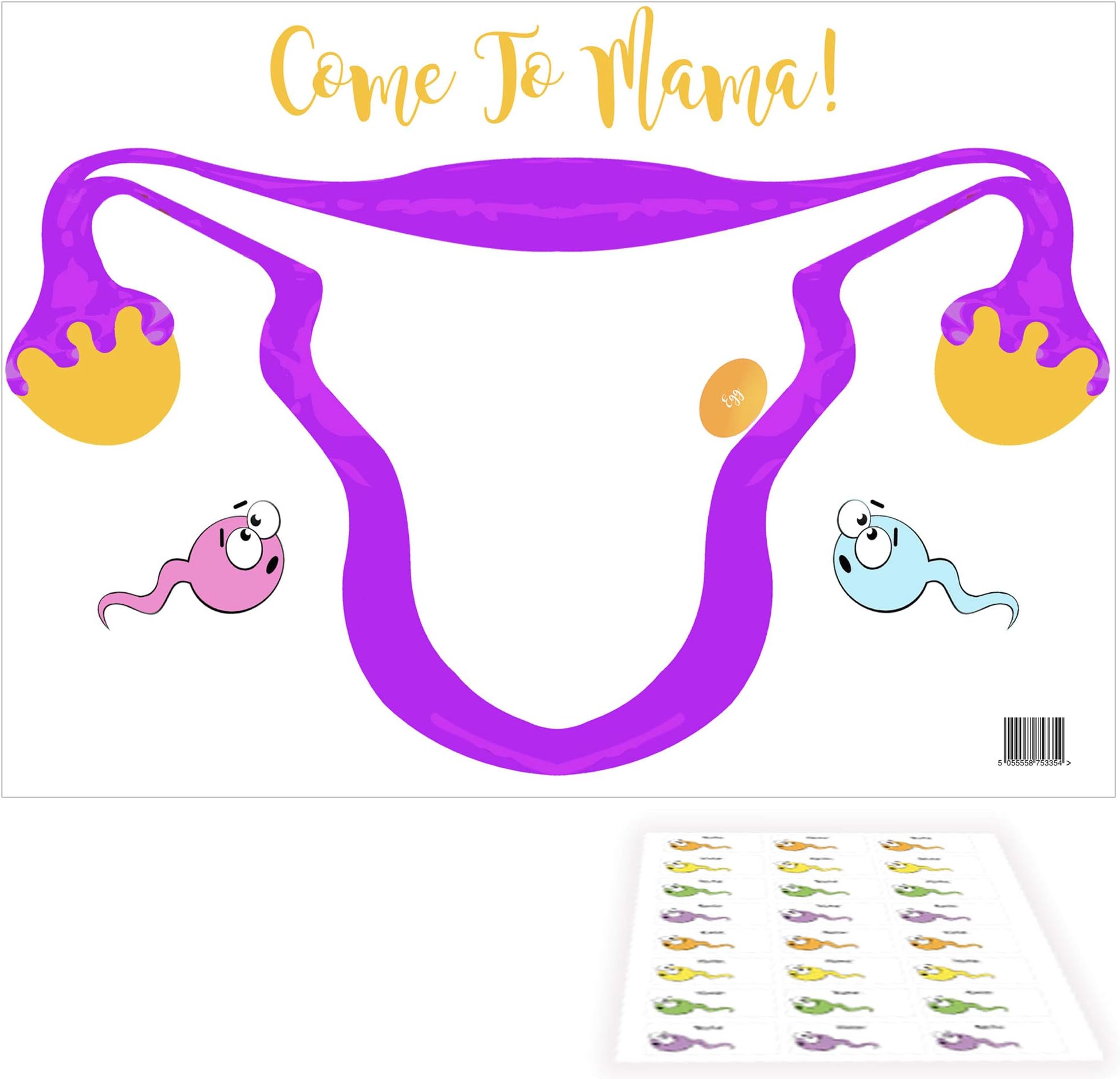 Rustic Robin Come to Mama Game- hysterical Baby Shower Game based on the old favourite Pin the Tail on the Donkey Includes A2 poster and 24 Sperm stickers