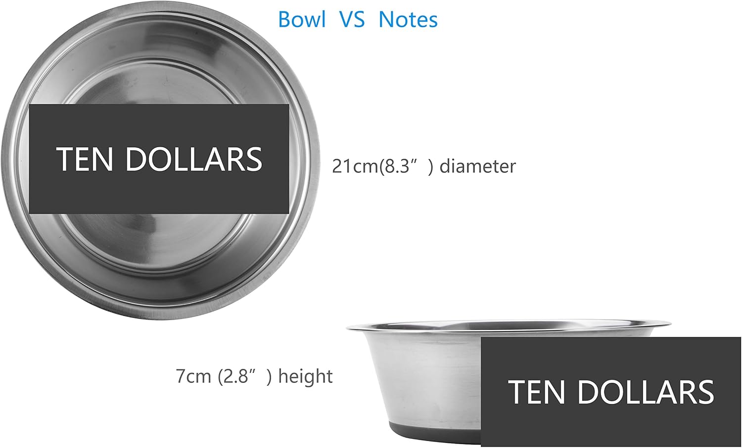 PEGGY11 Stainless Steel Dog Bowls, Nonslip, Food Grade, Dishwasher Safe, Easy to Clean, 1.44L, 2 Pack, Stainless Steel - Image 4